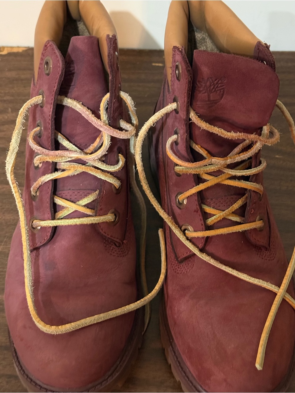 Timberland Kids Burgundy Lace-Up Leather Boots